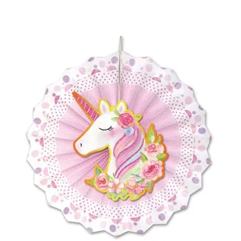 6stk Unicorn Dekoration Papir Fans Håndværk til Fest Udsmykning DIY Hængende Væv Papir Blomster Bryllup Fødselsdag Part Forsyninger