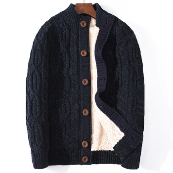 Nye Fortykket Bløde Sweater Cardigan, Jakke Afslappede Computer Strikket Mandarin Collar Tyk Single Breasted Plus Størrelse M-5XL 6XL7XL