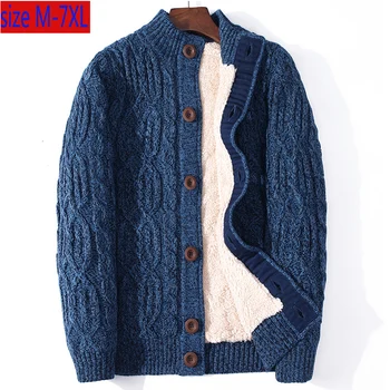 Nye Fortykket Bløde Sweater Cardigan, Jakke Afslappede Computer Strikket Mandarin Collar Tyk Single Breasted Plus Størrelse M-5XL 6XL7XL