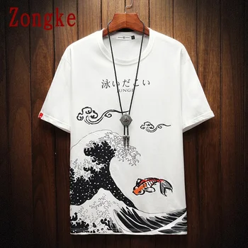 Zongke Bølge Print Korte Ærmer til Mænd T-Shirt Fashion Streetwear Hiphop Tøj-T-Shirt Mænd Tshirt 2020 Japansk Tøj M-5XL