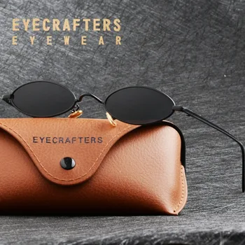 Eyecrafters Vintage Kvinders Brand Designer Cat Eye Solbriller Mode Steampunk-Retro Dame Små Runde Ovale Briller Solbriller