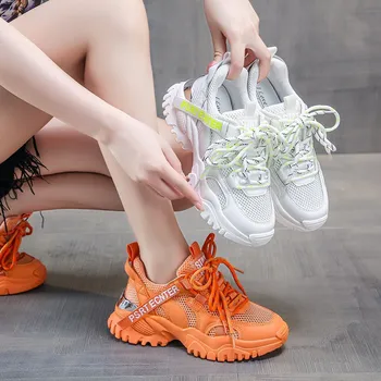 2020 nye forår mode kvinders Vulkaniseret sko sneakers vis Mesh løbesko platform, komfortable, åndbar tendens størrelse 40 7437