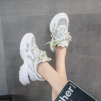 2020 nye forår mode kvinders Vulkaniseret sko sneakers vis Mesh løbesko platform, komfortable, åndbar tendens størrelse 40