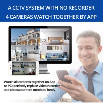Trådløs Sikkerhed Kamera System 1080P IP-Kamera Wifi SD-Kort, Offentlig 4-KANALS Audio CCTV-System Videoovervågning Kit Camara