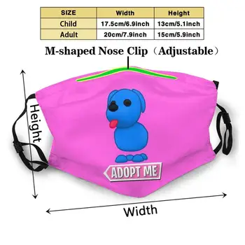 Vedtage Mig - Blå Hund Med Logo Custom Design Ansigt Maske Anti Dust Filter Diy Print Vaskbar For Voksne Børn Funneh Funneh Kage