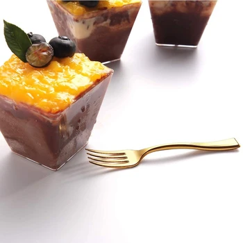 25pcs Engangs Plast Mini Gafler Rose Gold dessertske Smagning Gaffel Forretter Ske Små Sølv Bryllup Porcelæn 10 cm