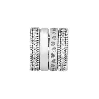 Passer Oprindelige 925 Sølv Armbånd Spinning Hjerte Charme Klare CZ Fashion Sølv Perler Til smykkefremstilling Kvinde DIY Charms