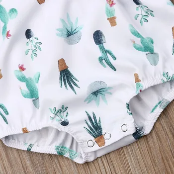 Nyfødte Baby Pige Tøj Sleevless Flæsekanter Kaktus Romper Buksedragt Hovedbøjle 2stk Udstyr, Tøj, Sommer