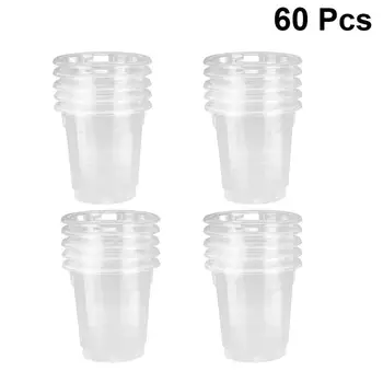 60PCS Engangs-plastikkrus Tykkere Transparent Drikke Kop Part Forsyninger Tyk Gennemsigtig Luft Cup For Cafe Bar Restaurant