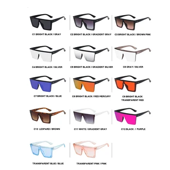 Klassisk Oversize Square Solbriller Kvinder 2020 Stor Ramme Fladskærms Øverste Nitte Sol Briller Mænd Vintage Spejl Nuancer Gradient UV400