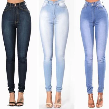 Plus Størrelse 3XL Kvinders Slibning Elastisk Tynde Stretch Jeans med Høj Talje Jeans Vaskes Casual Denim Blyant Bukser Dame Jeans 7551