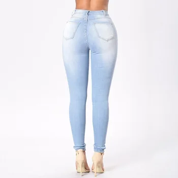Plus Størrelse 3XL Kvinders Slibning Elastisk Tynde Stretch Jeans med Høj Talje Jeans Vaskes Casual Denim Blyant Bukser Dame Jeans