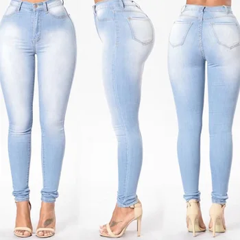 Plus Størrelse 3XL Kvinders Slibning Elastisk Tynde Stretch Jeans med Høj Talje Jeans Vaskes Casual Denim Blyant Bukser Dame Jeans
