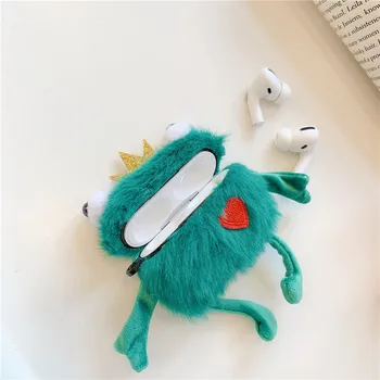 Ny Tegnefilm Søde Plys Legetøj Frog Prince med Krone Hovedtelefon Sager For Apple Airpods pro3 Sjove Flannel Beskyttelse Øretelefon Dække