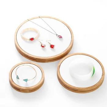 Mode Runde Bambus Tre-stykke Smykker Vise Stå Øreringe Nexklaces Vedhæng Smykker Rekvisitter Enkle Smykker Emballage salg