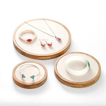 Mode Runde Bambus Tre-stykke Smykker Vise Stå Øreringe Nexklaces Vedhæng Smykker Rekvisitter Enkle Smykker Emballage salg
