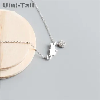 Uini-Hale hot salg nye 925 sterling sølv kat spille bold mikro-sæt halskæde enkel vilde sød romantisk temperament smykker