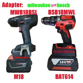 El-Værktøj Adapter Omformer BSB18MWL ( Bosch Batteri til Milwaukee Værktøj ) MWB18BSL ( Milwaukee Batteri til Bosch Værktøj ) 7655