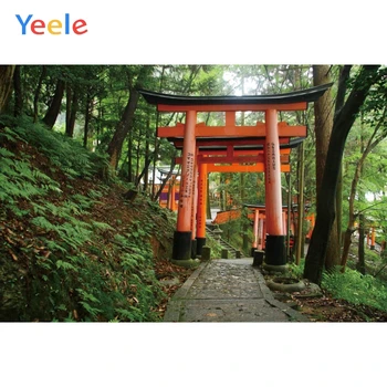 Yeele Landskab Japan Inari Shrine Helligdom Røde Torii Skov Mount Fotografering Baggrunde Fotografiske Baggrunde Til Foto-Studio 76582