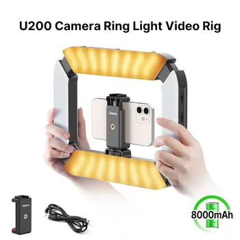 Ulanzi U-200 Smartphone Video Rig Genopladelige LED-Lys Ring med Koldt Sko til Mikrofon Youtube Live Rig Lys