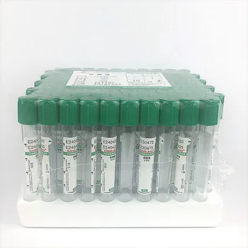 Sterilt Vakuum blodopsamlingsrør Med Heparin Natrium Tilsætningsstoffer Grønne Låg 10 ml Vac Rør Vacutainer CE-Mærket 100/PK