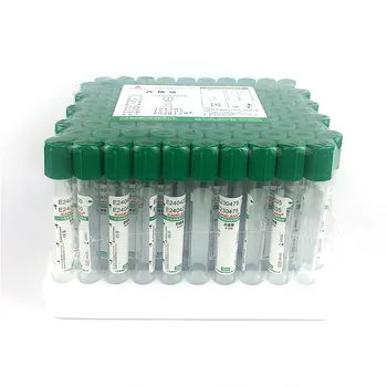 Sterilt Vakuum blodopsamlingsrør Med Heparin Natrium Tilsætningsstoffer Grønne Låg 10 ml Vac Rør Vacutainer CE-Mærket 100/PK