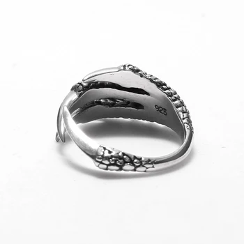 Ren 925 Sterling Sølv Smykker Dragon Ringe Eagle Kløer Vintage Mænd Signet Ring For Kvinder Dreng Ven Julegave 0001