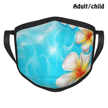 Sommer Dage 3 Custom Design Ansigt Maske Til Voksne Børn Anti Dust Blue Munter Klare Blå Hav Plumeria Blomster Smukke Hav
