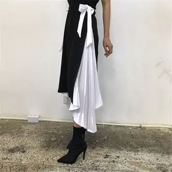HziriP Koreanske Kvinder Sød Kjole 2019 Forår Og Efterår Elegant Elegant Plisserede Vintage Slank O-Hals Uden Ærmer Kjoler Plus Size