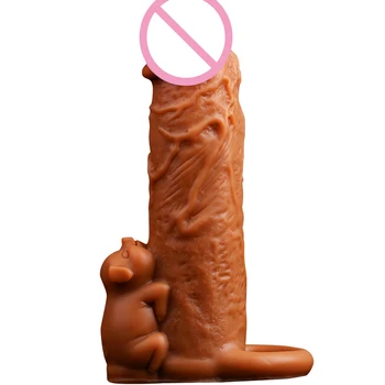 Silicium Kondom Genanvendelige Penis Extender Vibrationer Klitoris Stimulator Penis Ærme Kondom Impotens Pik Udvidelsen Sex Legetøj Til Mænd