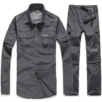 Quick-dry shirt&bukser passer til nye Forår&Sommer engros&detail mænd vandring mandlige fiskeri aktive UV-aftagelige ærmer