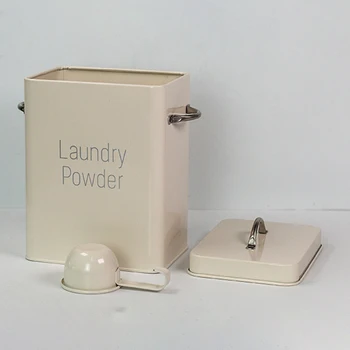 Smuk Pulver Tøjvask pudderdåser Opbevaring med Scoop Hvid