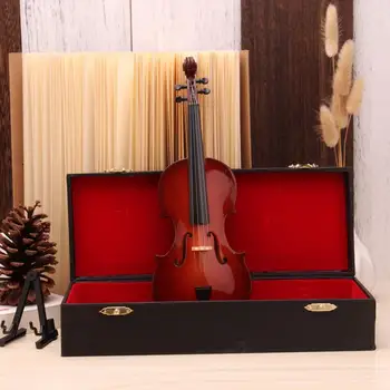 10/14/16/25CM Mini Miniature Violin Replica Model med Stå og Sag Mini-Musical Instrument Ornamenter Samling Gave