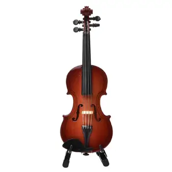 10/14/16/25CM Mini Miniature Violin Replica Model med Stå og Sag Mini-Musical Instrument Ornamenter Samling Gave