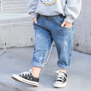 1-7T Buksetrold Barn Baby Boy Tøj Efterår og Vinter Denim Bukser tilbage dinosaur Print-Jeans Mode Cool Streetwear søde Søde varme