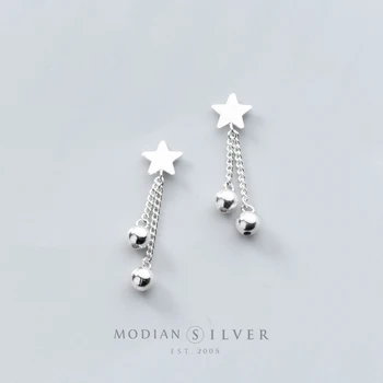 Modian Høj Kvalitet 925 Sterling Sølv, med Søde Stjerner Kvast Swing Perler Stud Øreringe til Kvinder, Piger Fine koreanske Smykker