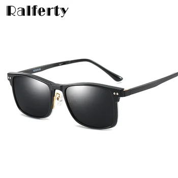 Ralferty 2 I 1 Polariserede Solbriller Med Magnet Rektangel Halv Frame Briller Rammer For Mænd Recept Optisk Ramme Z8059