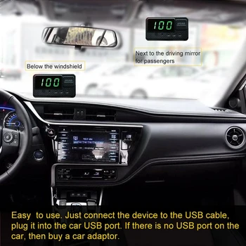 Universal GPS HUD Speedometer Kilometertæller Bil Digital hastighedsvisning km / H Over Speed Alarm Bil Ur for Alle Køretøjer C60S