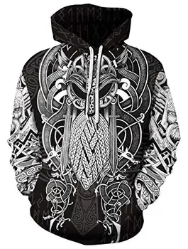 Mænd ' s Viking Totem 3D-Print langærmet Trøjer Pullover Sweatshirt street elskere hoodie sweatshirt hoodie