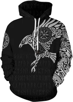 Mænd ' s Viking Totem 3D-Print langærmet Trøjer Pullover Sweatshirt street elskere hoodie sweatshirt hoodie