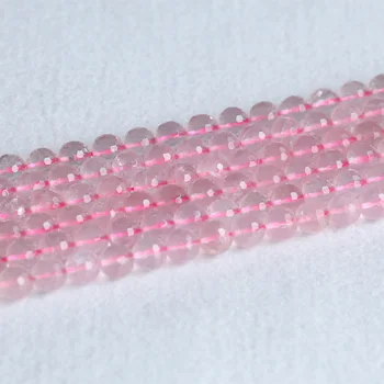 Naturlige Ægte rosakvarts Klart Facetsleben Pink Krystal Runde Løs Sten Perler 8mm 10mm 12mm 15