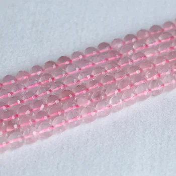 Naturlige Ægte rosakvarts Klart Facetsleben Pink Krystal Runde Løs Sten Perler 8mm 10mm 12mm 15