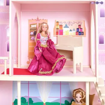 Dukke Huse PAREMO Summer Palace Barbie Pink safir med 16 stykker af møbler og tekstiler til børn, legetøj til børn, spil, møbler, dukker, dukke huse, møbler for bed for tilbehør
