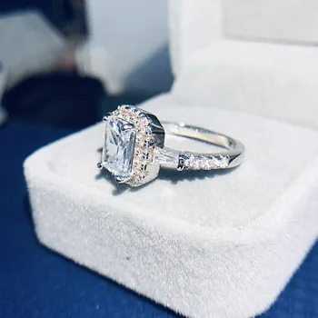 2020 ny luksus prinsesse 925 sterling sølv forlovelsesring til kvinder, dame jubilæum gave smykker engros moonso R5619