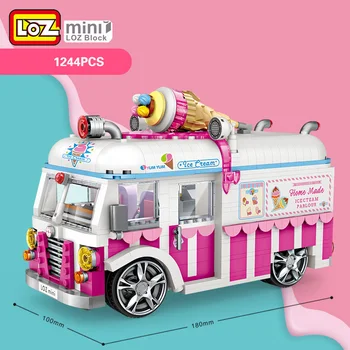 LOZ Mini Blokke Køretøj Bil Model Mursten byggesten City Ice Cream Van Blok Sæt Micro Tegnefilm Bil Jul 1112