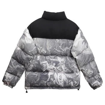 Hip Hop Varm Parka Jakker Mænd Harajuku Polstret Jakke Streetwear Vintage Retro Maleri Print Jacket Coat 2020 Vinter Outwear