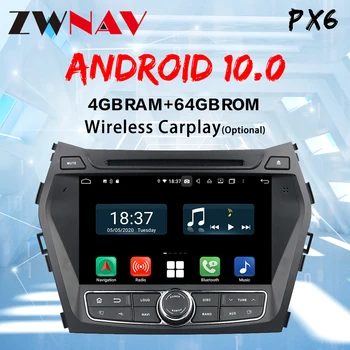 4+64Gb PX4 DSP IPS android 10 Bil radio multimedie-afspiller til Hyundai IX45 Santa fe Bil GPS navigation autoradio stereo-DVD