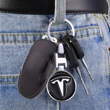 Ny Bil nøgleringe 3D Metal Logo Vedhæng Bil-tasten ring for Tesla Model 3 Model S Model X-Model Y 2018 2019 2020 8163