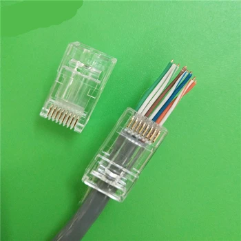 100PCS CAT6 RJ 45 ethernet-kabel stik 8P8C Terminaler RJ45-stik 8pin uskærmede Gennem hullet modulære terminaler forgyldning