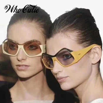 DER CUTIE 2018 Polygon Overdimensionerede Solbriller Mænd Kvinder Brand Designer Vintage Kvindelige solbriller Retro Gradient Linse Nuancer OM736